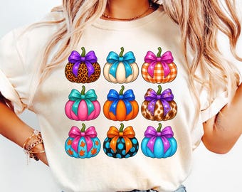 Pumpkin Clipart PNG, Fall Cute Pumpkins with Bows for Sublimation, Leopard Plaid Cow Print Pumpkin Sublimation,  Autumn PNG