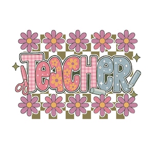 Coquette Teacher Png, Preppy Floral Teacher Sublimation Design, Cute Pastel Back to School Shirt Graphic, Retro Girly Teacher PNG