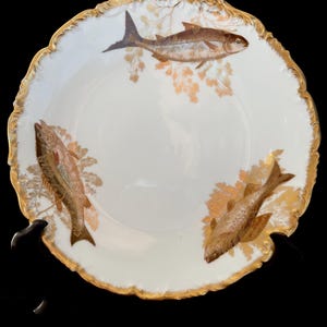 Antique Limoges French Porcelain Fish Plate