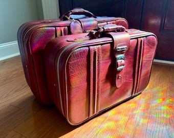 Vintage Wine Colored Leather New Vista Luggage Set