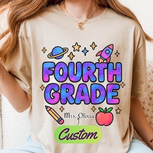 Personalized 4th Grade Teacher Shirt – First Day of School Teacher Shirt – 4th Grade Shirt – Galaxy 4th Grade Teacher – Teacher Squad Shirt