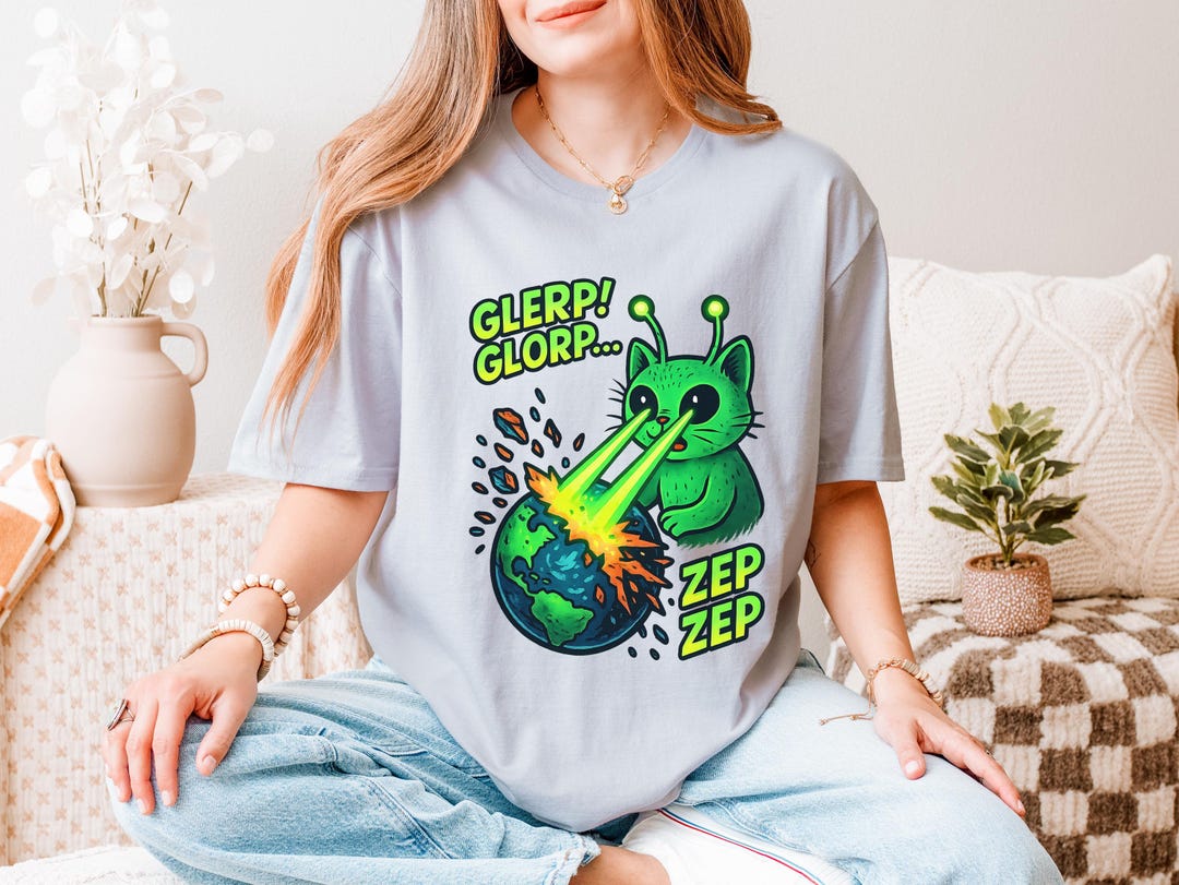 Glerp Glorp Alien Cat Meme Shirt – Funny Alien Brainrot Cat Shirt ...