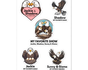 Bald Eagle Family Glossy Stickers - Jackie, Shadow, Sunny & Gizmo - 5-Pack