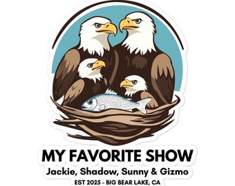 Bald Eagle Family Vinyl Sticker: Jackie, Shadow, Sunny & Gizmo