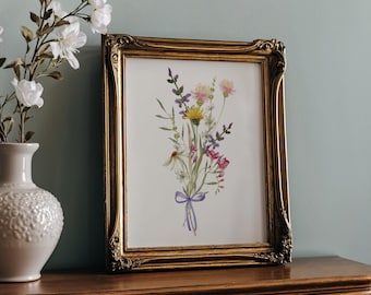 Watercolor Wildflower Bouquet Print: Floral Home Decor (Digital Download)
