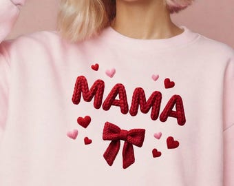 Mama Faux Yarn Valentine PNG, Cute Crochet Heart Design, Digital Download for Valentine's Day, PNG File