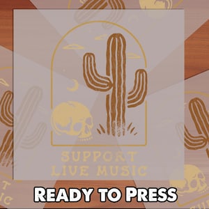 Support Live Music Western DTF Transfer, Ready to Press Cowgirl T-shirt Design Direct to Film Heat Transfer for Custom Apparel, DTF Transfer