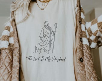 The Lord is my Shepherd Christian Digital Image: Jesus Christ, Lamb, Line Art, Minimalist, Shepherd