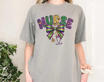 Mardi Gras Nurse PNG, Fat Tuesday Design, King Cake Art, Fleur De Lis Clipart, Stethoscope Nurse Graphic