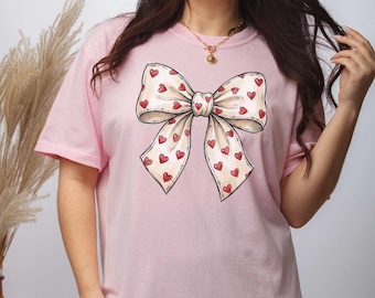 Valentine Heart Bow PNG, Cute Digital Download Clipart for Valentine's Day, Coquette Sublimation Design