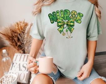 St Patricks Nurse png, St Pattys Day png, Coquette Bow png, Shamrock Design, Digital Art for Nurses