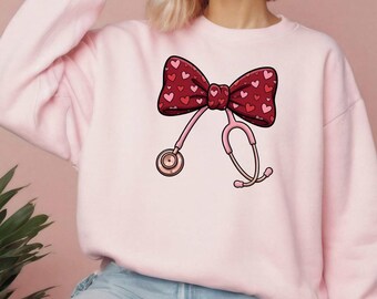 Nurse Valentine PNG, Coquette Heart Design, Cute Nurse PNG, Valentine Gift for Nurses, Trendy Sublimation Art
