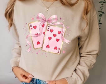 Playing Cards Valentine, 6 7 meme Funny Coquette Design, Preppy Glitter Hearts, Digital Download for Valentine's Day Gifts