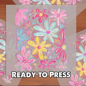 Wildflower DTF Print, Ready to Press Floral Design, Vibrant Colors Heat Transfer for DIY Apparel, Spring Art, DIY Ready to Press Designs