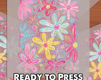 Wildflower DTF Print, Ready to Press Floral Heat Transfer