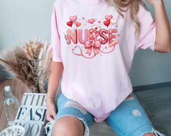 Nurse Faux Yarn Pink Bow Valentine PNG, Pink Heart Nurse Design, Cute Valentine PNG, Gift for Nurses, Trendy Medical Art, Coquette PNG