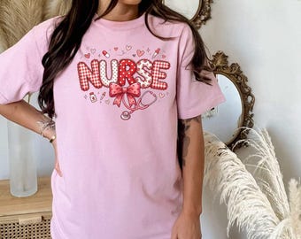 Nurse Valentine PNG, Red Heart Nurse Design, Cute Valentine PNG, Gift for Nurses, Trendy Medical Art