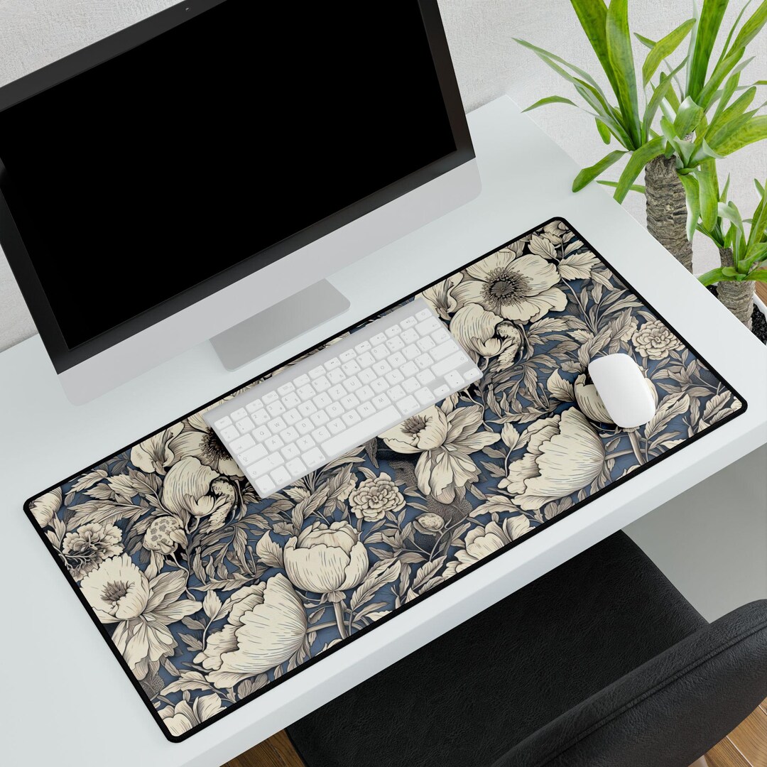 Vintage Botanical Floral Pattern Desk Mat - Etsy