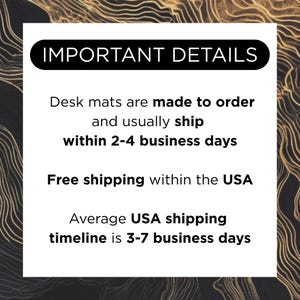 Black and Gold Wavy Artistic Desk Mat | Abstract Office Decor image 5