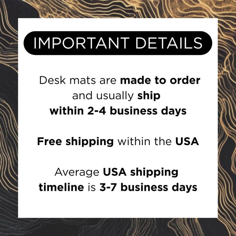Black and Gold Wavy Artistic Desk Mat | Abstract Office Decor image 5