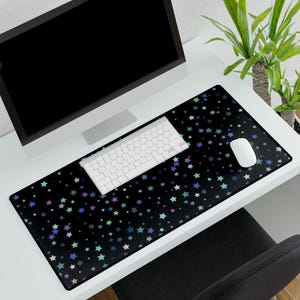 Colorful Star Pattern Desk Mat | Night Sky Stars Mousepad
