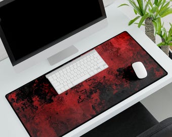 Abstract Red and Black Desk Mat | Artstic Gaming Computer Pad