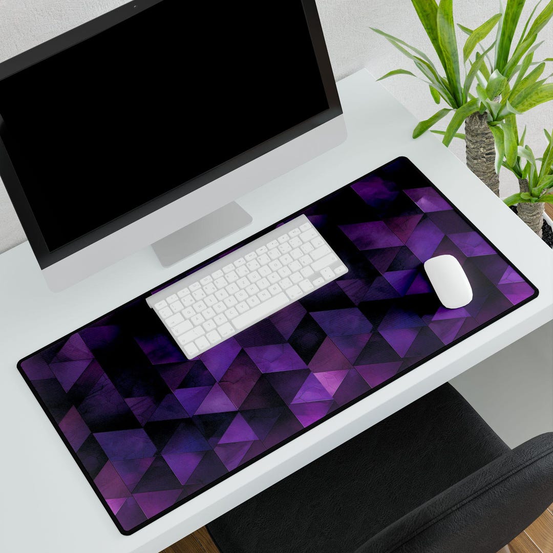 Deep Purple Geometric Desk Mat, Abstract Gaming Computer Pad - Etsy