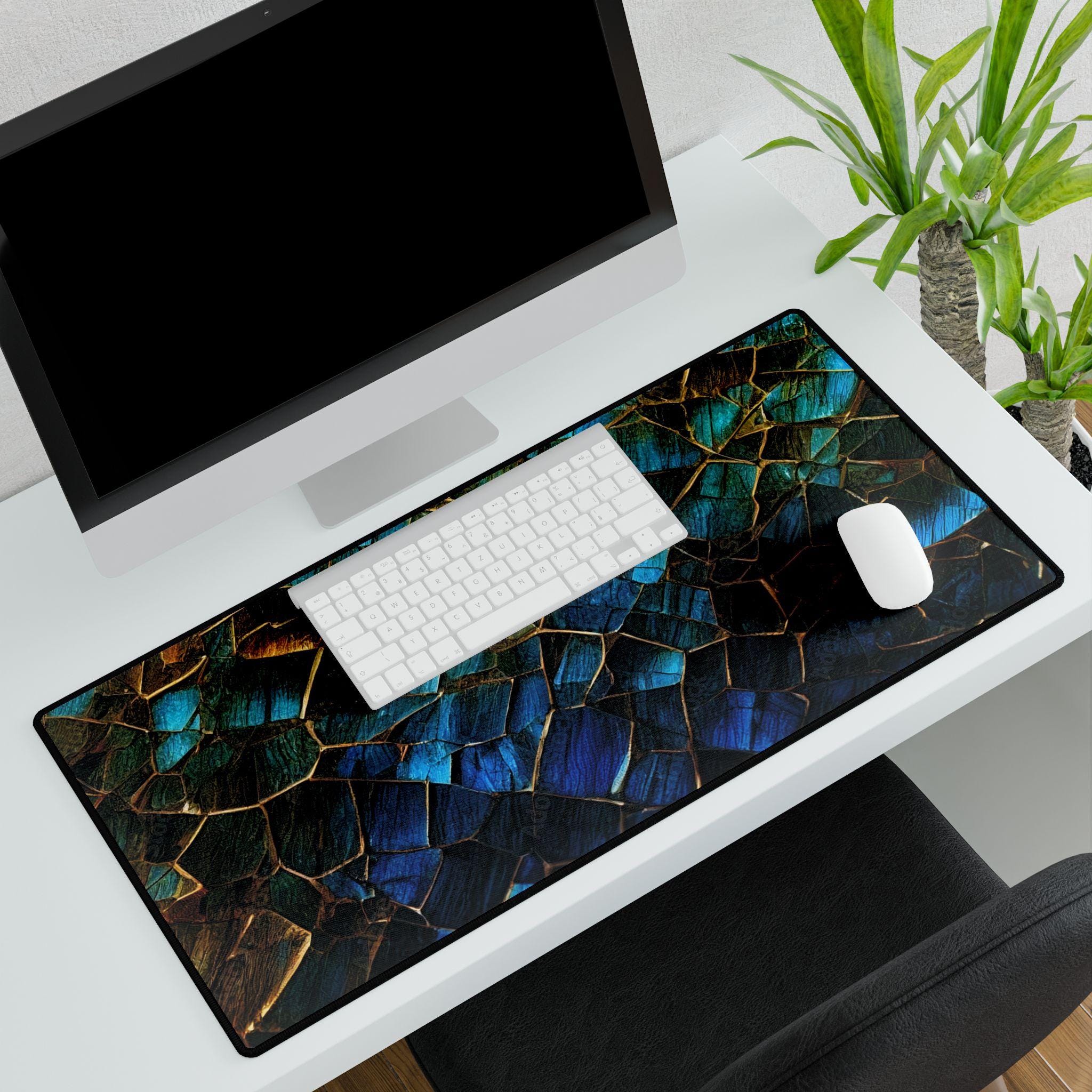 Stained Mat Blue Labradorite Stained Glass Desk Mat for Home Office - Etsy