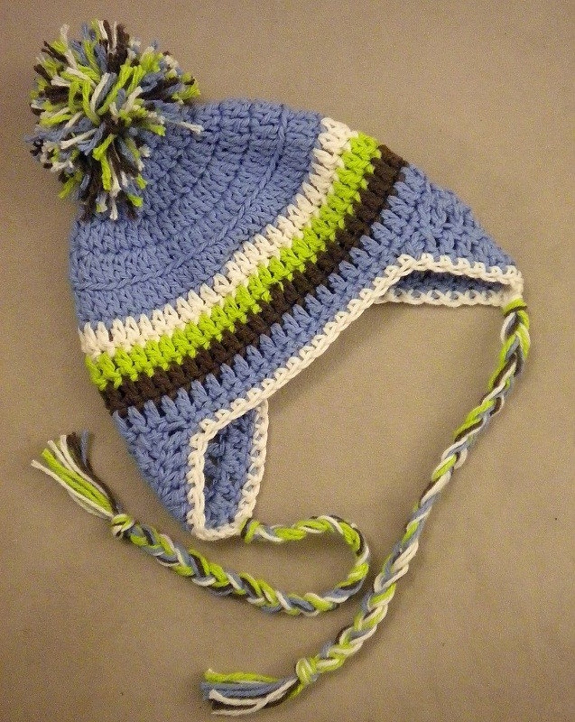 Crochet Baby Ear Flap Hat with Tassels Baby Boy Blue Etsy