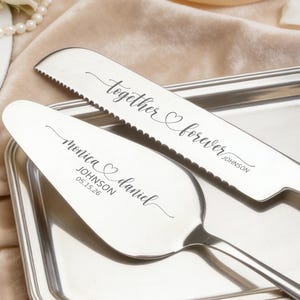 Engraved Cake Cutter Cutting Set, Stainless Steel Elegant Bridal Pastry Knife, Wedding Gift