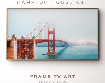 Arte para marco TV Puente Golden Gate en la niebla Descarga digital Arte de alta resolución Samsung TV Protector de pantalla Arte San Francisco California 50
