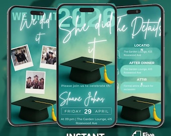 Modern Graduation Invitation 2026: Editable Digital Template (Instant Download)