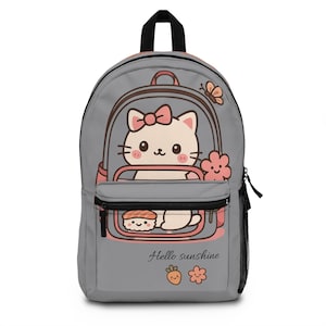 Süßer Katzenrucksack, entzückende Schultasche, Floral Kitty Tasche, Geschenk für Katzenliebhaber, Ideal für Kinder und Jugendliche
