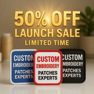 Custom Embroidered Logo Patch: Iron-On, Sew-On, or Velcro