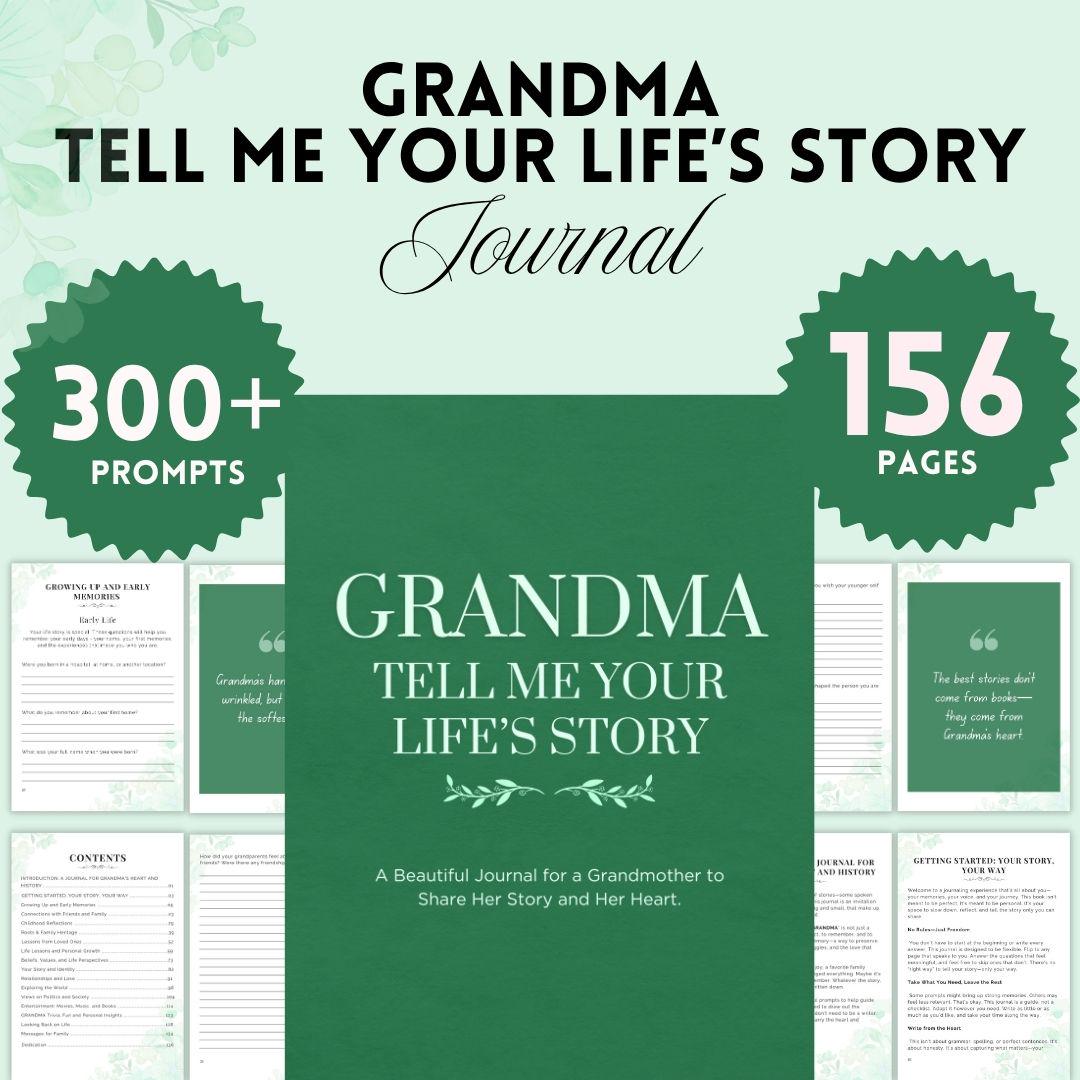 Grandma, Tell Me Your Life's Story Printable Journal, Family Legacy for Mothers, Grandma Story Book, Memory Book for Grandma, Grandma Gift