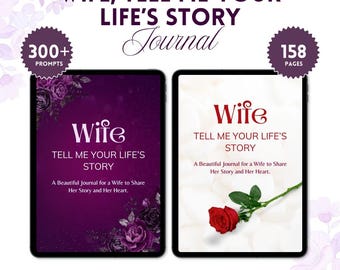 Wife, Tell Me Your Life&#39;s Story Printable Journal, Printable Memory Book with prompts, Guided Memory Book, Gift for Wife