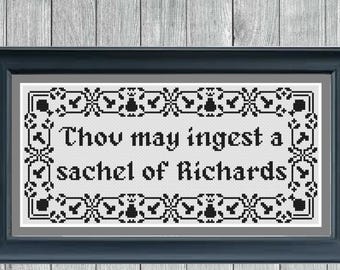 Thou May Ingest a Sachel of Richards - Digital Cross Stitch Pattern
