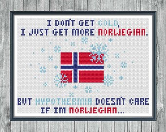 Hypothermic Nordic - Norwegian, Danish, Finnish, Icelandic, Swedish - Cross Stitch 5 Different Digital Patterns - Instant PDF Download