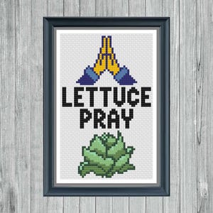 Lettuce Pray - Digital Cross Stitch Pattern