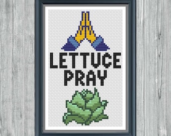 Lettuce Pray - Digital Cross Stitch Pattern