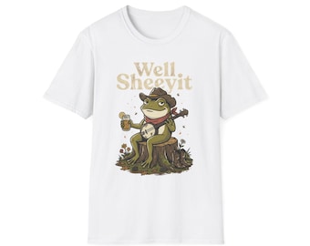 Well Sheeyit Frog Cowboy T-Shirt | Funny Western Frog Illustration
