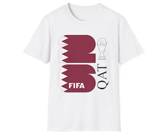 Qatar 2026 FIFA World Cup T-Shirt | Maroon Flag, Trophy Graphic Tee
