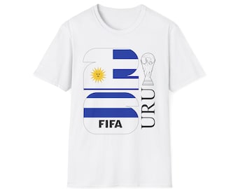 Maglietta con la bandiera dell'Uruguay per i Mondiali 2026 / Maglia da calcio con il trofeo FIFA