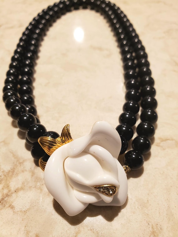 Vtg Kenneth Jay Lane Avon Beaded Midnight Rose - Etsy
