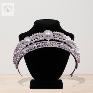 Luxury Peal Bridal Wedding Crown - Geometric Silver/Gold Tiara - Pearl Bridal Crown - Elegant Trendy Tiaras - Quinceanera Crown