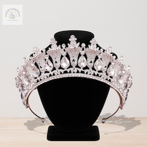 Quinceanera Silver or Gold Crown, Elegant Bridal Wedding Tiara, Handmade Crown, Crystal Women Hair Jewelry, Prom Party Tiara, Gift Her