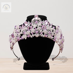 Wedding Purple Silver crown - Elegant Purple Women Headband, Sweet girl 16 Tiara, Photoshoot Crown