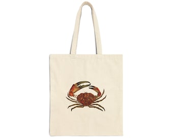 Återanvändbar shoppingväska i bomullscanvas, Crab Art