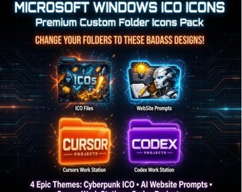 Windows Custom Folder Icons Pack, ICO Files, Cursor, Codex (Digital Download)