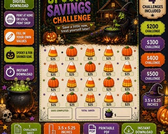 Spooky Halloween Savings Challenge Bundle, Printable Cash Stuffing (PDF)